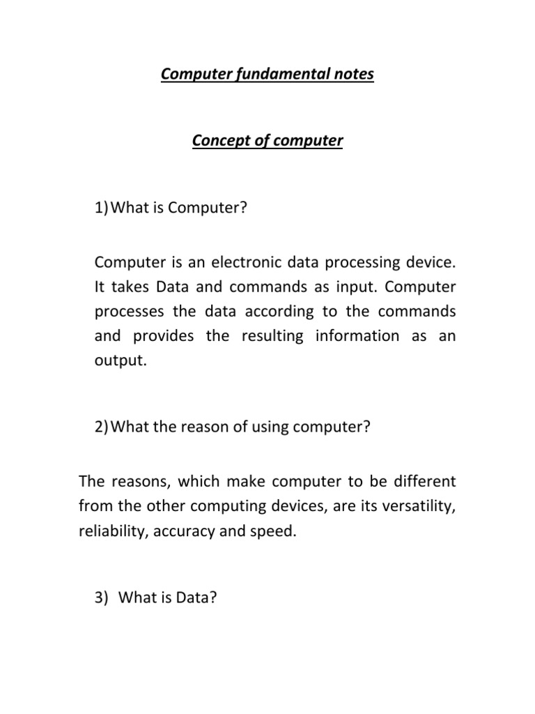 Computer fundamentals notes | PDF | Computer Data Storage | Computer ...