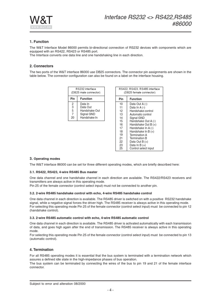 RS232 to RS422/485 Interface Guide | PDF | Electrical Connector |  Electricity