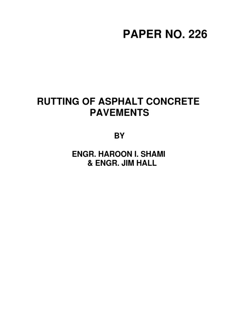 Paper No. 226: Rutting of Asphalt Concrete Pavements | PDF | Road ...