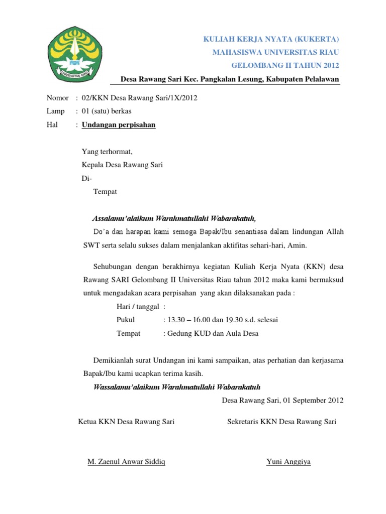87 Contoh Undangan Acara Kkn Gratis Terbaru