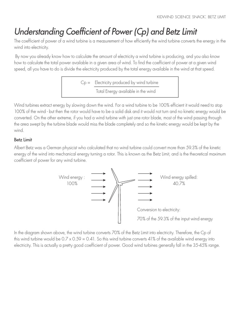 Betz Limit | PDF | Wind Power | Wind Turbine