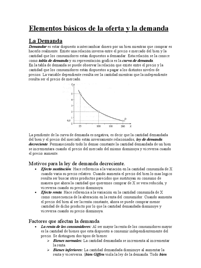 Oferta y Demanda: Conceptos Clave | PDF | Curva de demanda | Oferta ...
