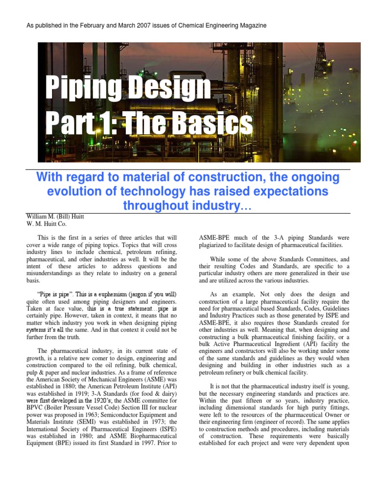 Pharmaceutical Piping Design Basics | PDF | Pipe (Fluid Conveyance ...