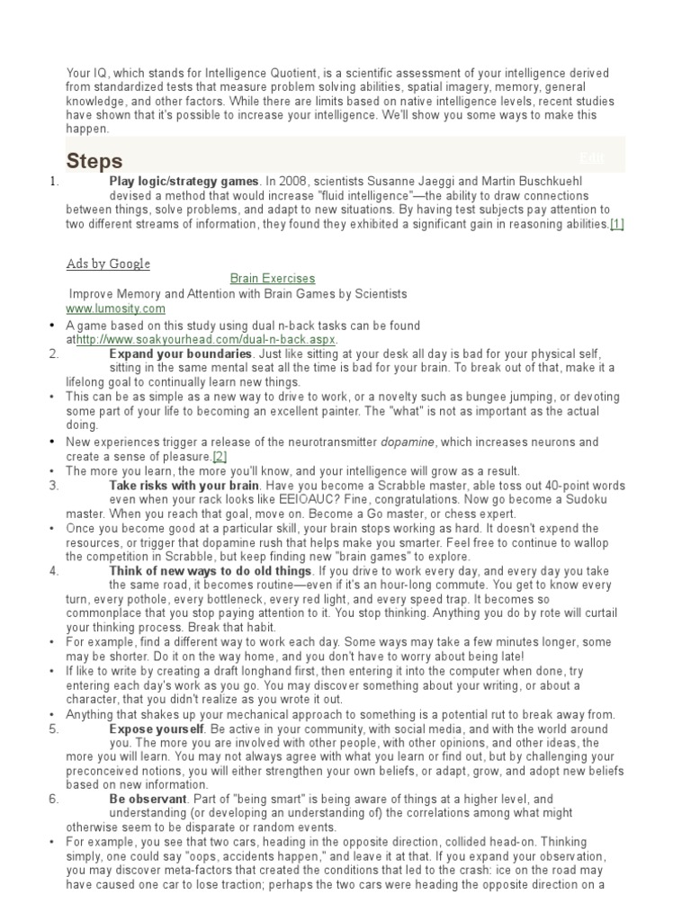 Boost Your IQ: Effective Strategies | PDF | Intelligence | Intelligence ...