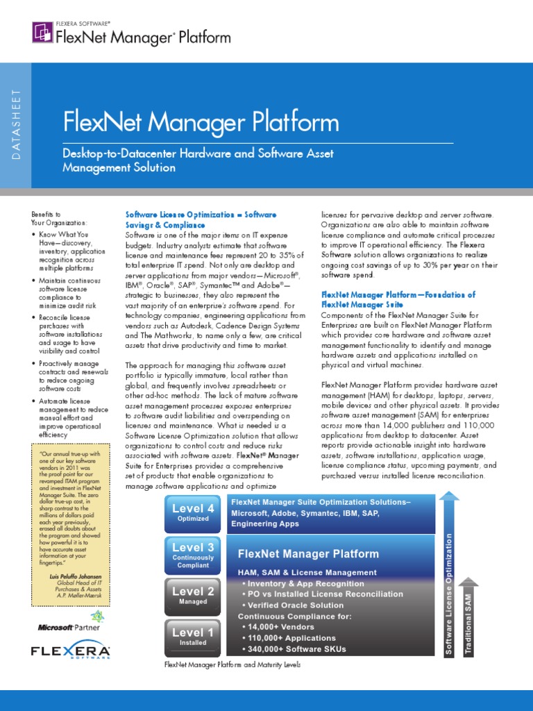 FlexNet Manager Platform Datasheet | PDF | Oracle Database | Point Of Sale