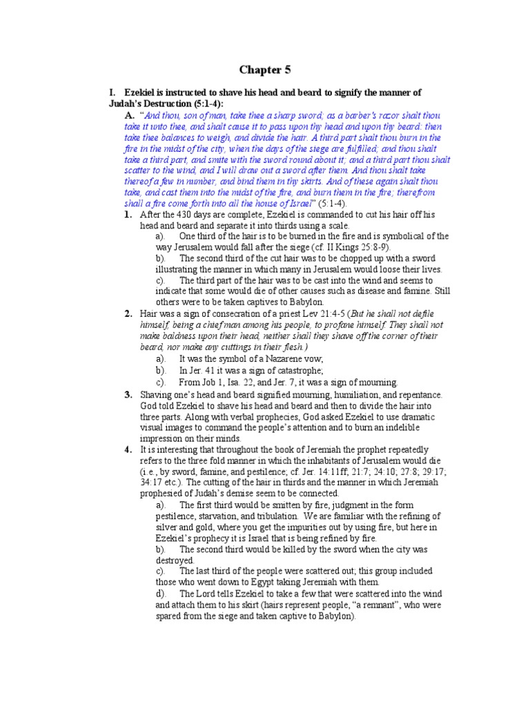 Commentary on Ezekiel Chapter 5 Jeremiah Ezekiel