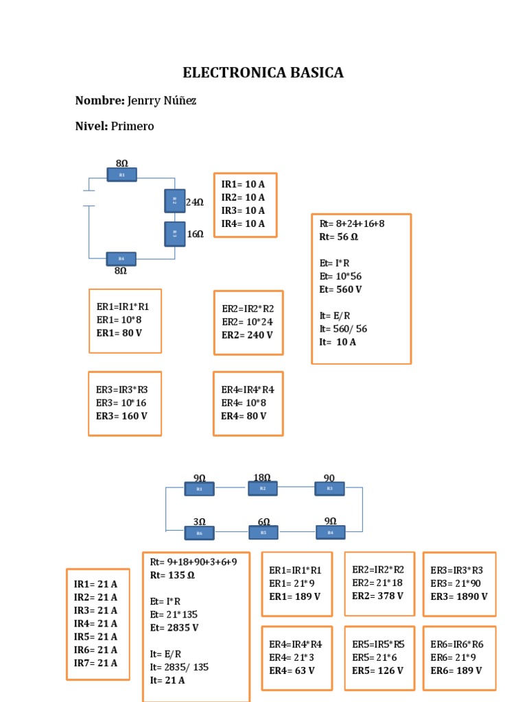 Basic Electronics Circuit Calculations | PDF