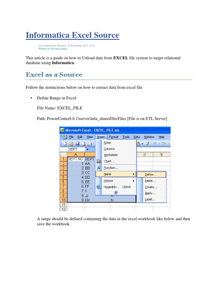 Extracting Data from Excel in Informatica | PDF | Microsoft Excel ...