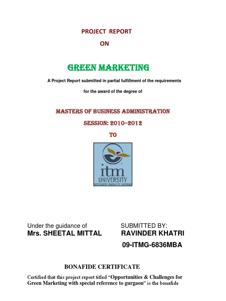 GREEN MARKETING PROJECT TOPICS PDF intelligence overview