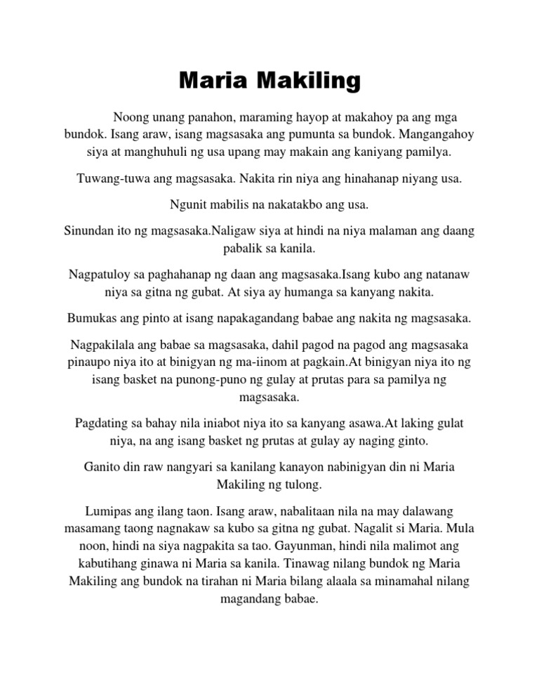 buod ng maria makiling - comic art