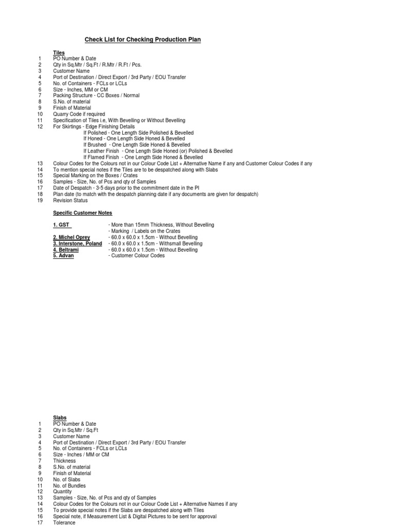 Tile and Slab Order Checklist Guide | PDF | Business | Technology ...