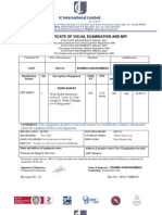 International Limited: Certificate of Visual Examination and Mpi