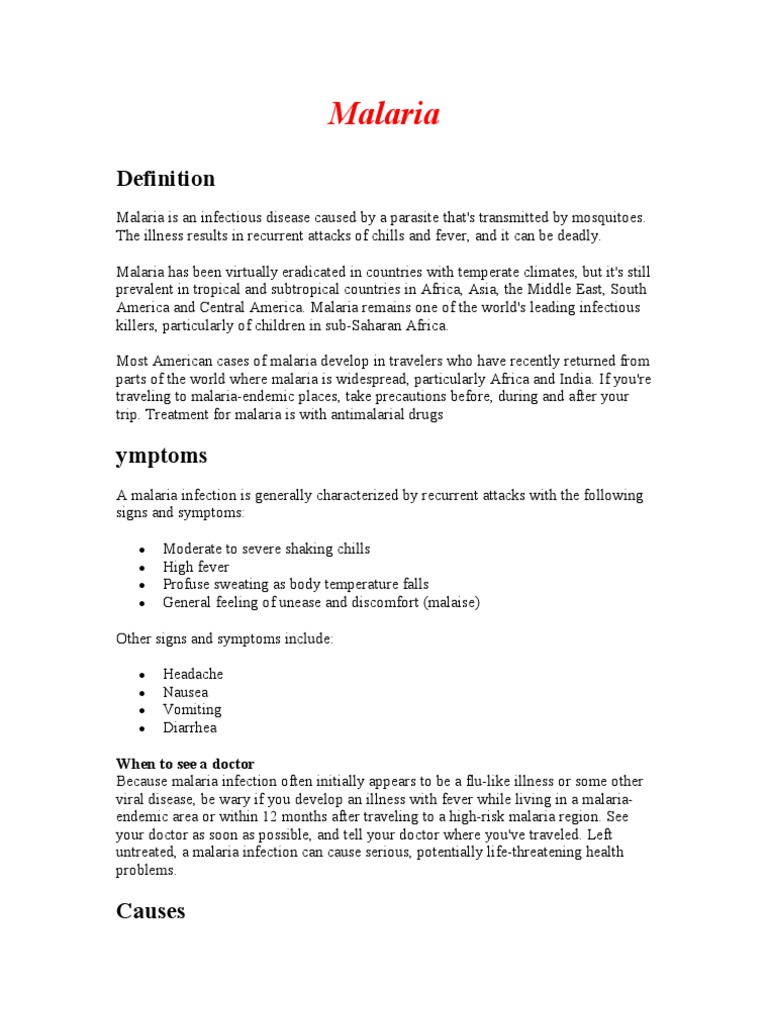 Malaria Malaria Clinical Medicine