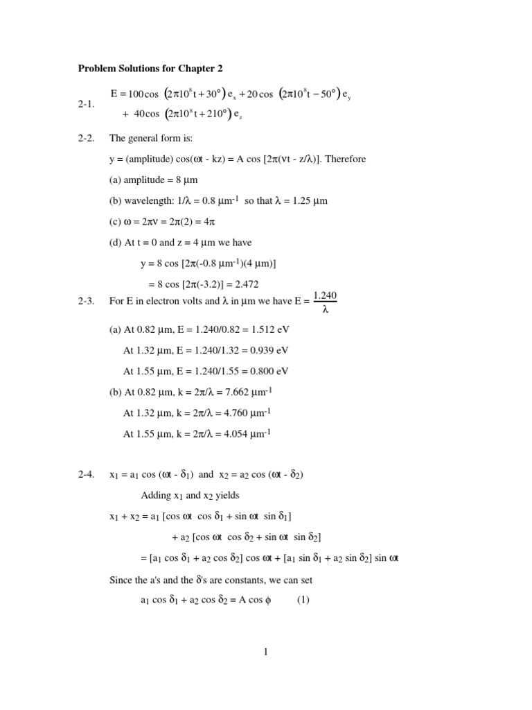 Chapter 2 Solutions for Fiber Optics | PDF