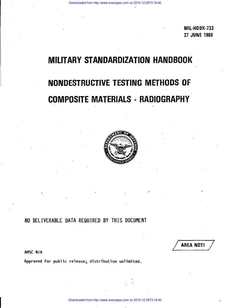 MIL-HDBK-733 Composite NDT | PDF | Radiography | X Ray