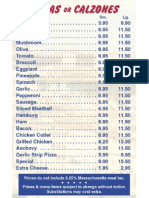 Rutland House of Pizza Menu