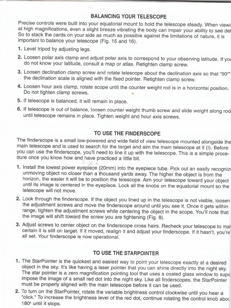 Tasco Telescope Manual | PDF | Scientific Observation | Observational