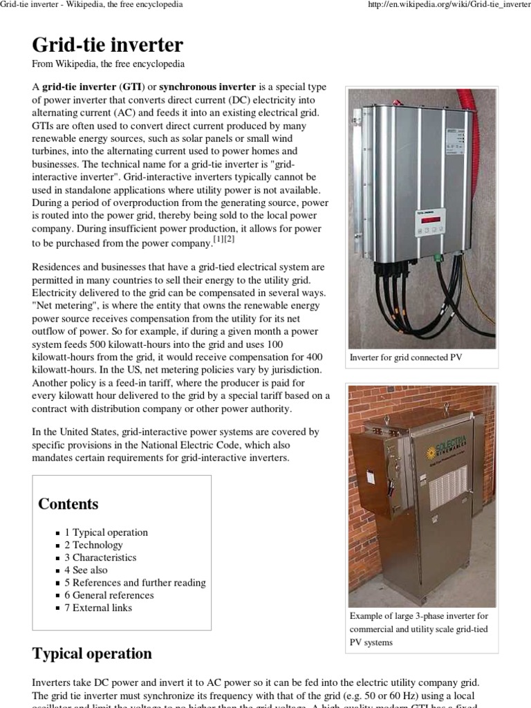 Grid Tie Inverter Wikipedia The Free Encyclopedia Power