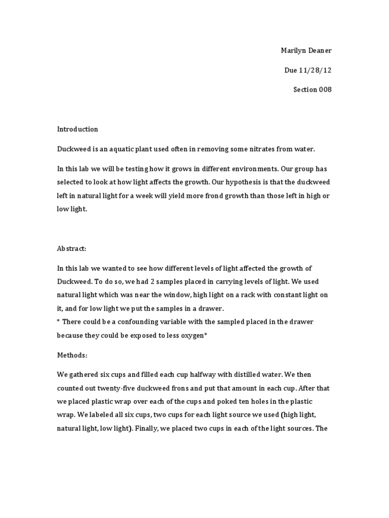 Duckweed lab report 05 image