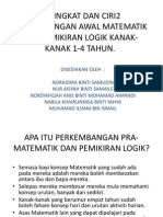 Peringkat Dan Ciri2 Perkembangan Awal Matematik Dan Pemikiran