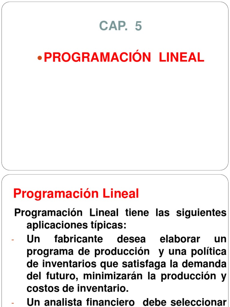 Programacion Lineal | PDF | Programación lineal | Algoritmos