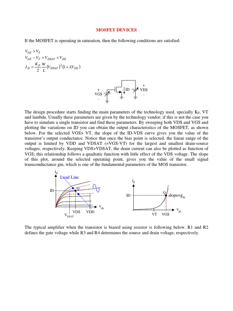 MOSFET Saturation and Design Analysis | PDF