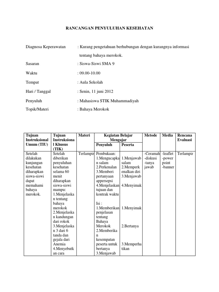 Rancangan Penyuluhan Kesehatan