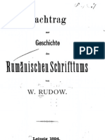 Rudow, Nachtrag zur Gescichte des Rumänischen Schriftums (1894)
