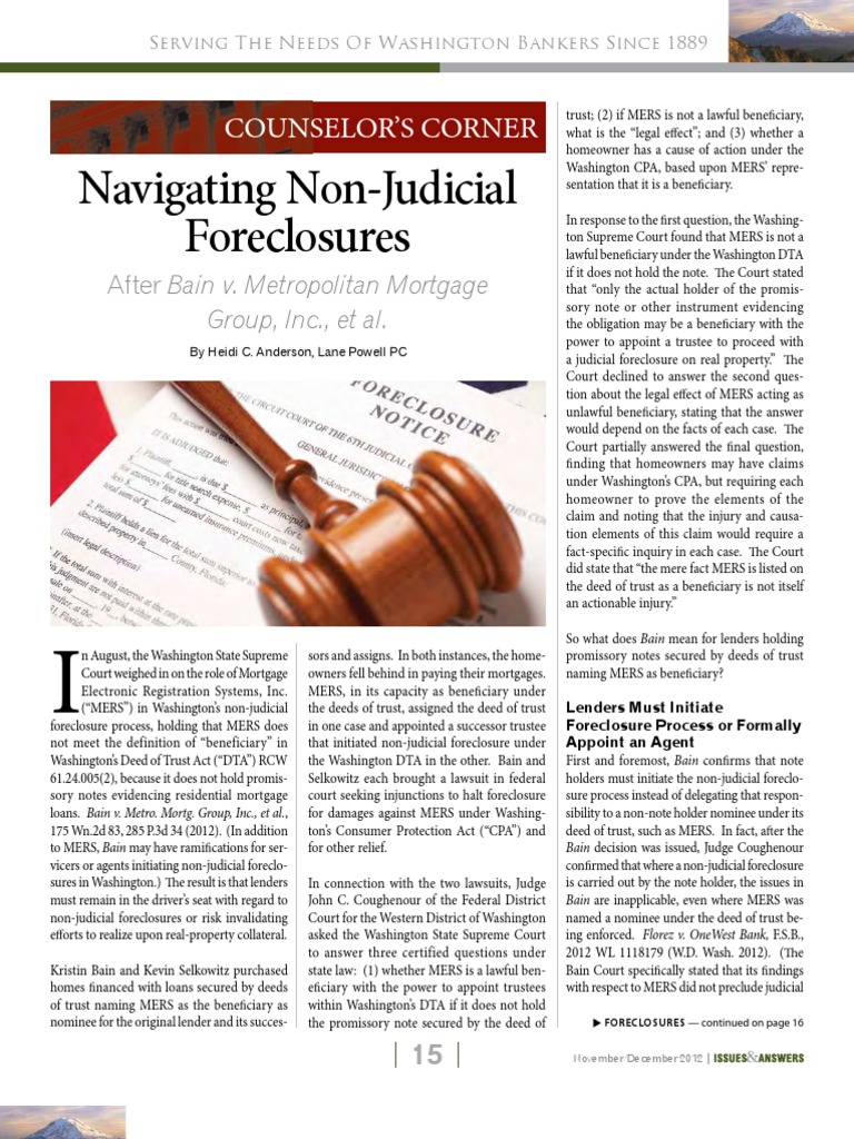 Navigating NonJudicial Foreclosures Counselor'S Corner PDF Deed