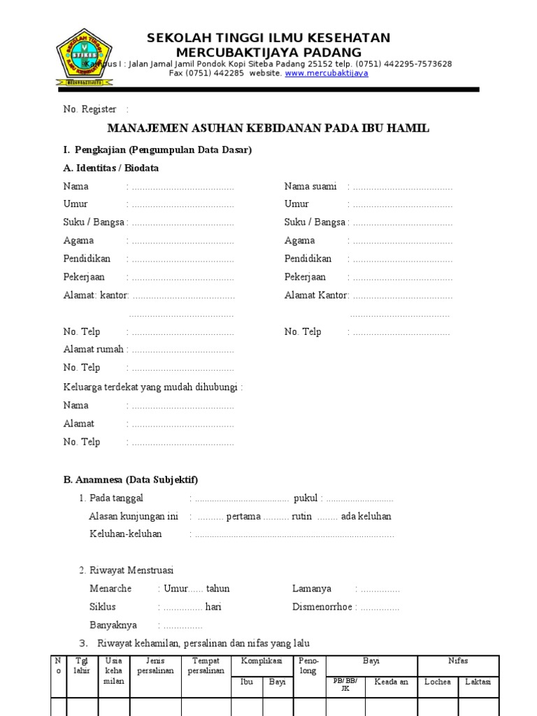 Format Manajemen Asuhan Kebidanan Pada Ibu Hamil Edit Baru