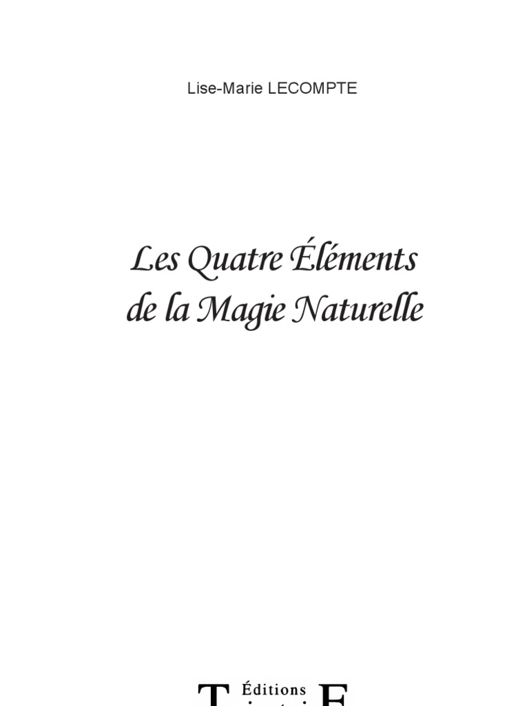 Les quatres éléments de la magie naturelle PDF Sorcellerie Spiritualité