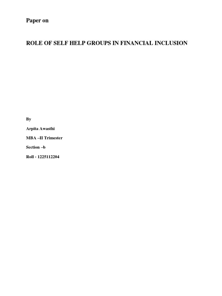 Role of Self Help Groups in Financial Inclusion | PDF | Financial ...