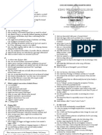 General Knowledge Paper 2012-13
