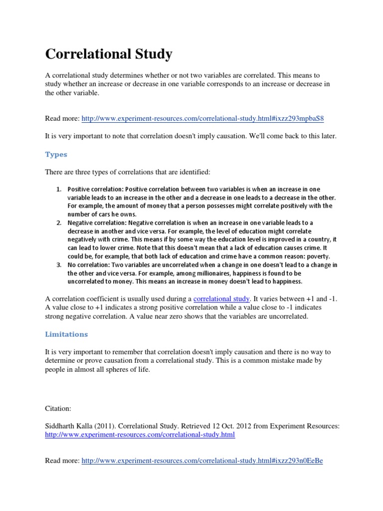 CORRELATIONAL STUDY Correlation And Dependence Cognition