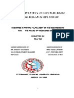 Comparative Study of HDFC Slic, Bajaj Allianz, Birla Sun Life and Lic