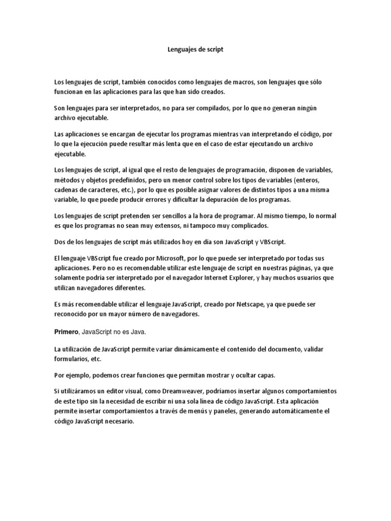 Lenguajes de Script | PDF | Lenguaje de programación | Script Java