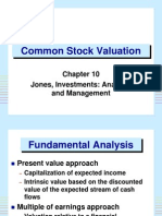 Common Stock Valuation: Jones, Investments: Analysis and Management