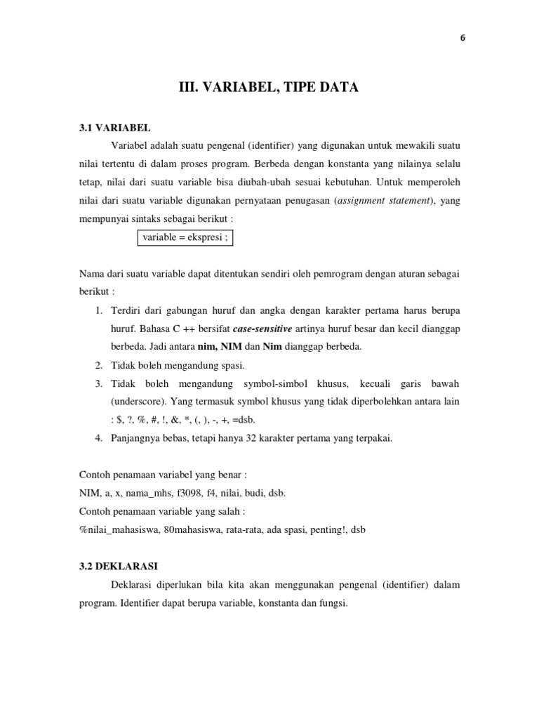 Variabel dan Tipe Data dalam C++ | PDF