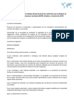 Acuerdo Europeo Sobre El Trabajo Del Personal de Los Vehículos Que Se Dedican Al Transporte Internacional Por Carretera (AETR) - Ginebra, 1 de Julio de 1970