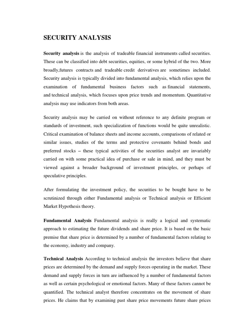 Security Analysis | PDF