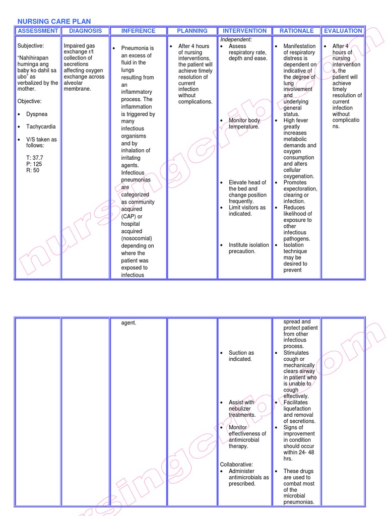 NursingCrib.com Nursing Care Plan Neonatal Pneumonia NursingCrib.com Nursing Care Plan Neonatal Pneumonia
