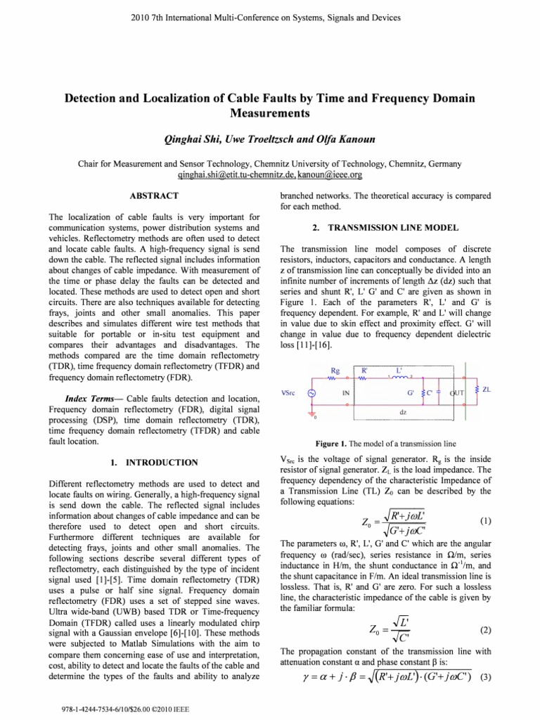 Detection And Localization Of Cable Faults By Time And
