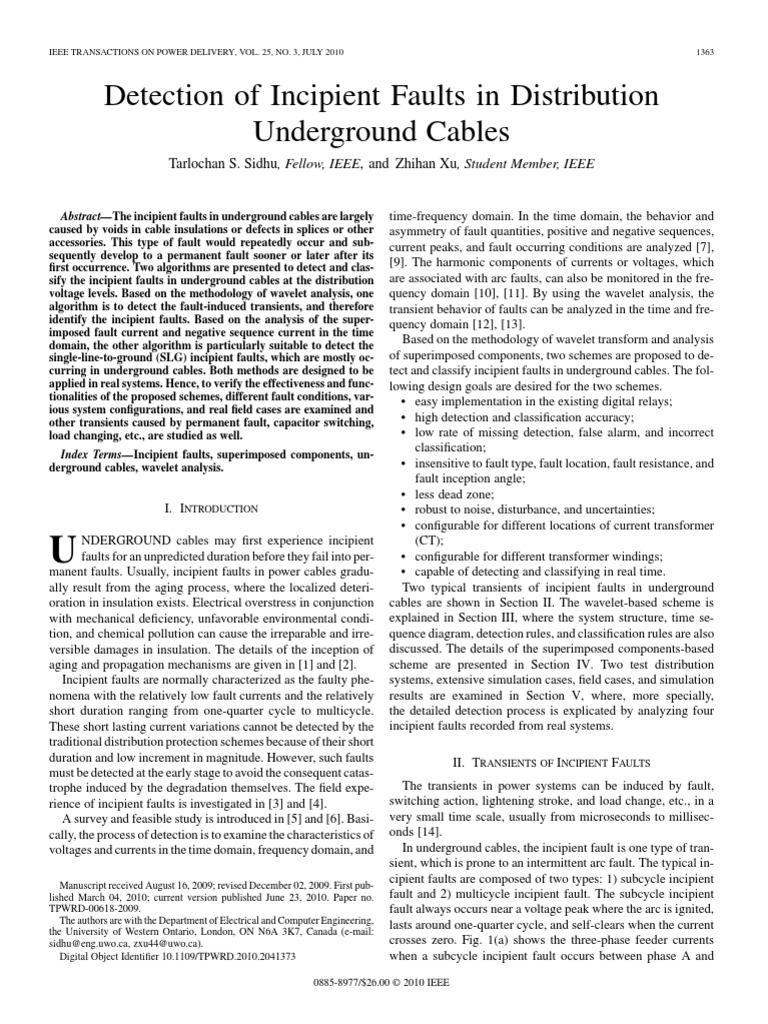 Detection of Incipient Faults in Distribution | PDF | Signal To Noise ...