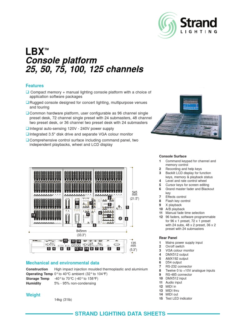 Strand Lighting LBX Datasheet PDF Electronic Engineering Media