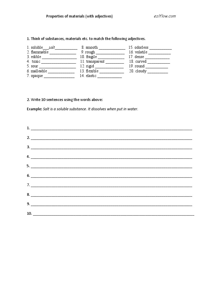 Properties of Materials Adjectives For Scientific Descriptions | PDF