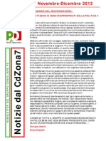 Newsletter di NOVEMBRE-DICEMBRE 2012 del Gruppo Consiliare PD di Zona 7-Milano