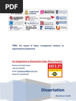 Download Dissertation - Labour Management Relations and Organisational Productivity by Muhammad Sajid Saeed SN118485959 doc pdf