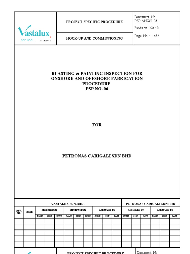PSP06 (Blasting & Painting Procedure) PDF Abrasive Specification