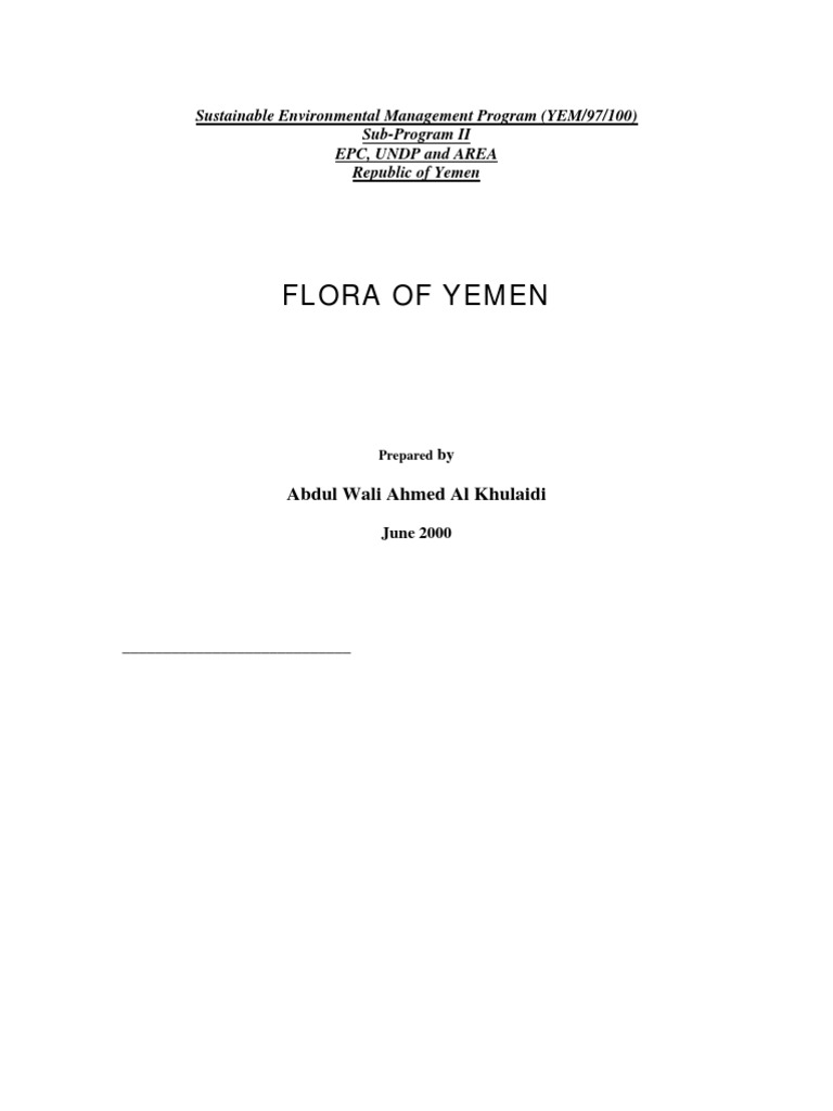 Flora of Yemen | PDF | Botany | Horticulture And Gardening
