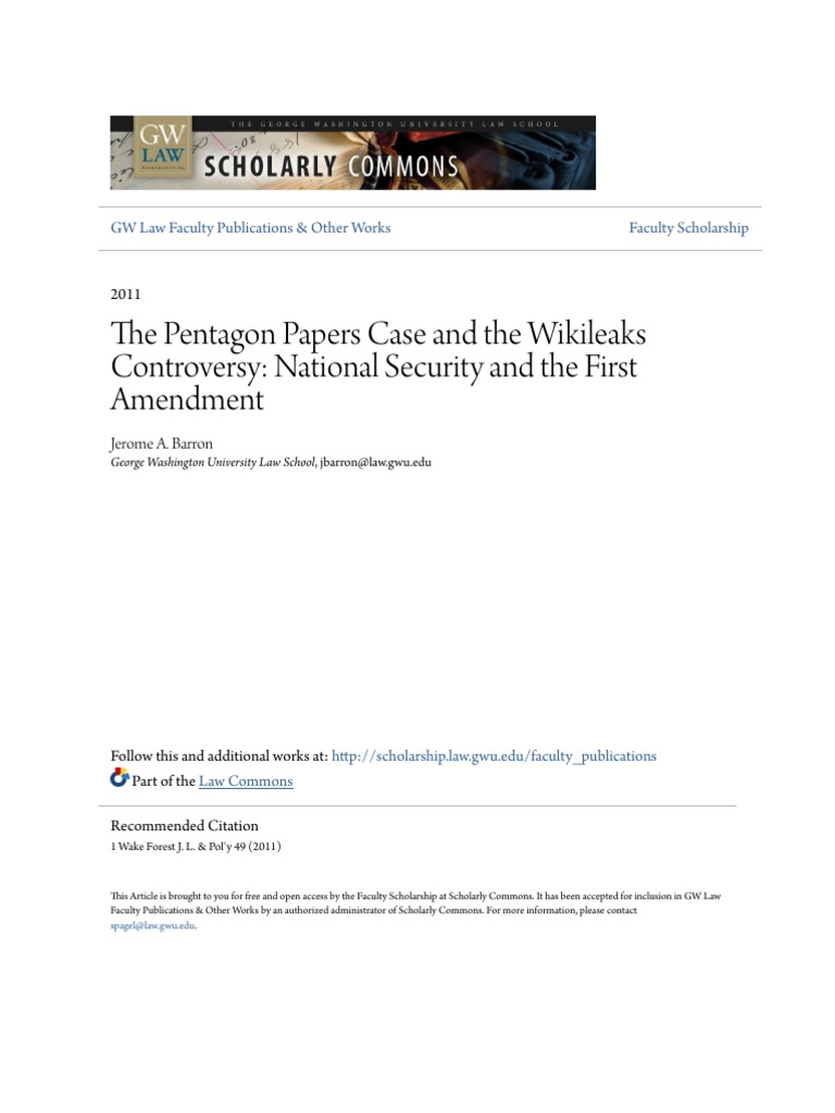 The Pentagon Papers Case and The Wikileaks Controversy - National | PDF ...